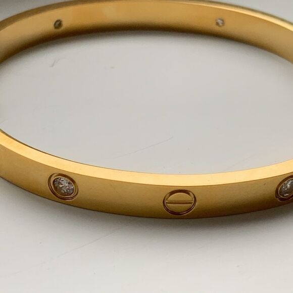 Iconic Gold Tone Screw Bracelet, Screwdriver & Crystals, Unisex Luxury Bangle - Picture 3 of 9
